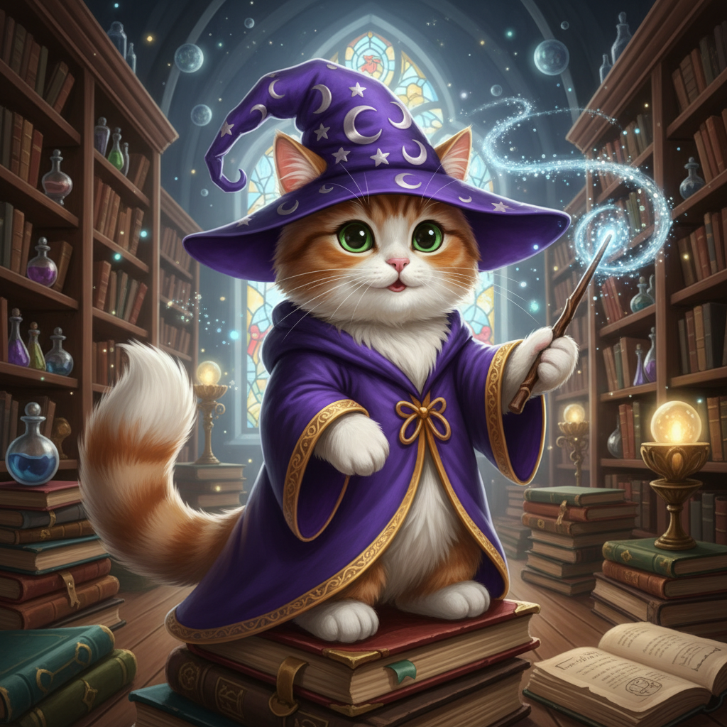 Wizard cat illustration