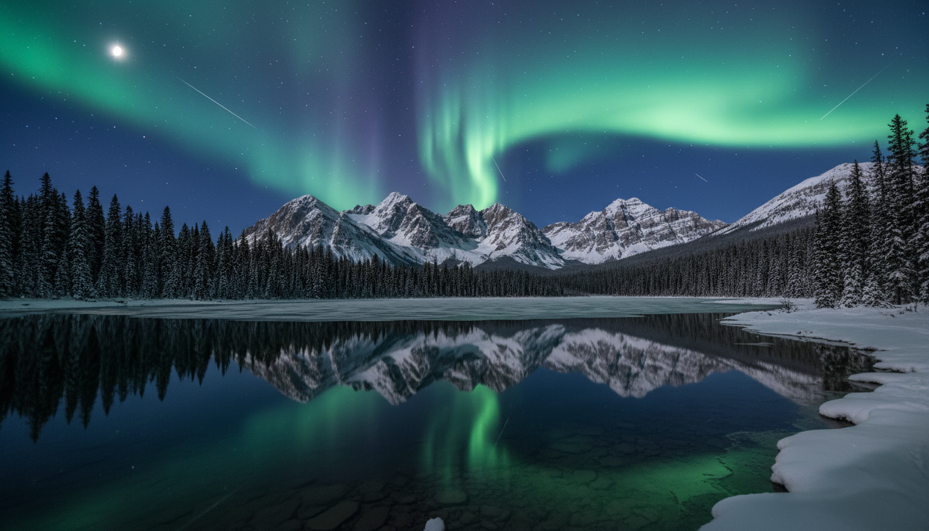 Aurora mountain landscape
